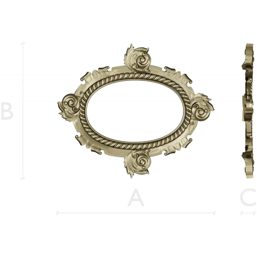 Ornate Oval Cartouche STL - Decorative Frame 3D Model for CNC