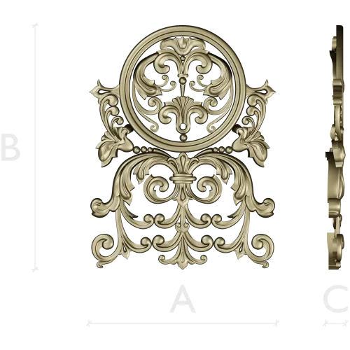 Ornamental cartouche 3D model STL for CNC milling
