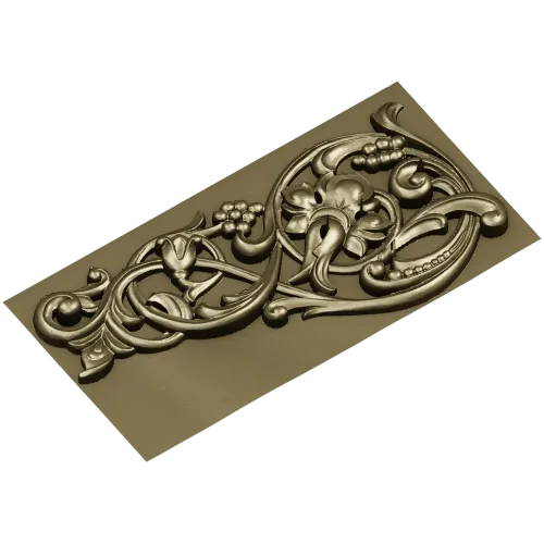 Renaissance Vine Cartouche - decorative STL 3D model for CNC