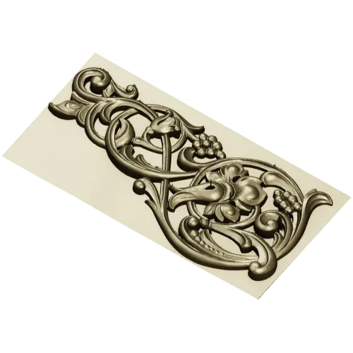 Renaissance Vine Cartouche - decorative STL 3D model for CNC