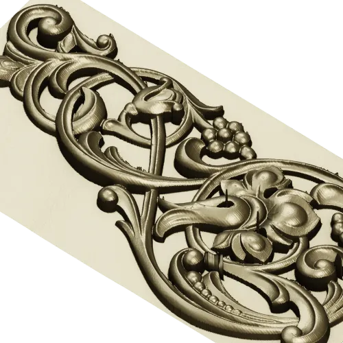 Renaissance Vine Cartouche - decorative STL 3D model for CNC