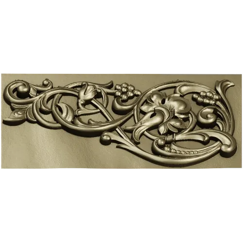 Renaissance Vine Cartouche - decorative STL 3D model for CNC