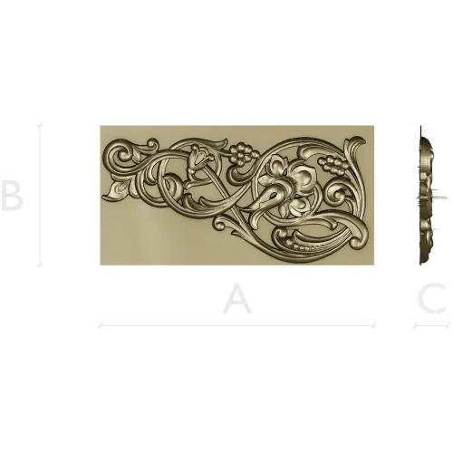 Renaissance Vine Cartouche - decorative STL 3D model for CNC