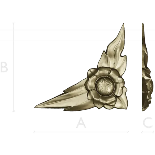 Floral Flame Corner STL model for CNC carving