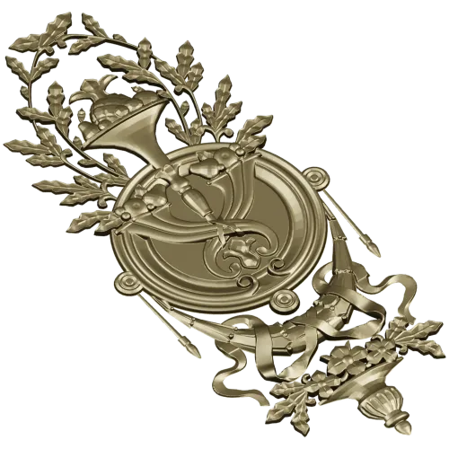 Classical Laurel Horn Cartouche - STL 3D Model for CNC