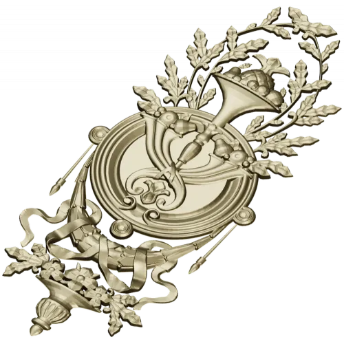 Classical Laurel Horn Cartouche - STL 3D Model for CNC