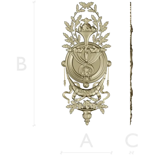 Classical Laurel Horn Cartouche - STL 3D Model for CNC
