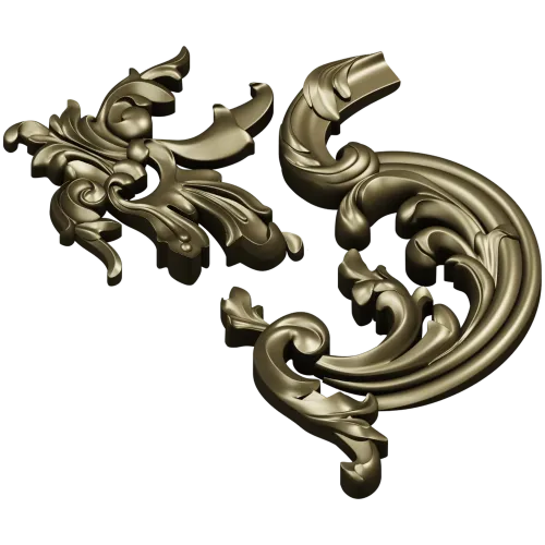 Rococo Corner Scroll - STL 3D model for CNC milling