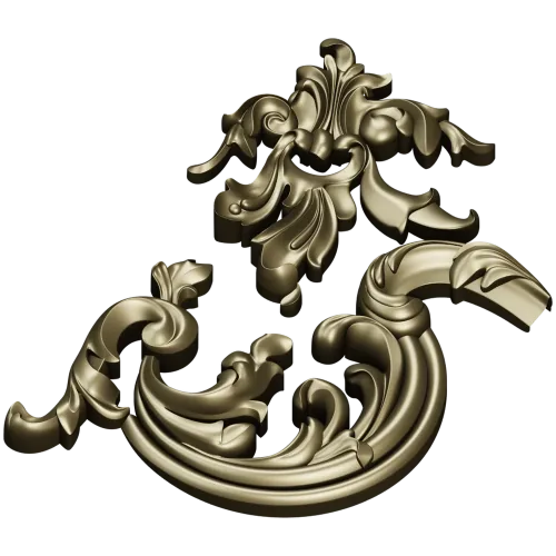 Rococo Corner Scroll - STL 3D model for CNC milling