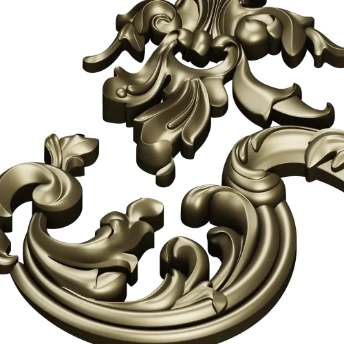 Rococo Corner Scroll - STL 3D model for CNC milling