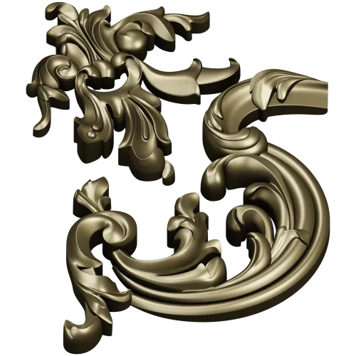 Rococo Corner Scroll - STL 3D model for CNC milling