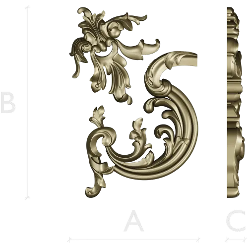 Rococo Corner Scroll - STL 3D model for CNC milling