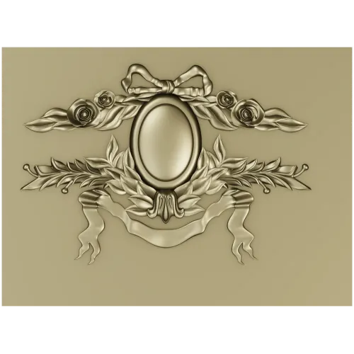 Laurel Ribbon Cartouche - STL 3D model for CNC