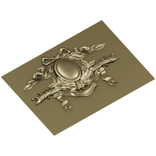 Laurel Ribbon Cartouche - STL 3D model for CNC