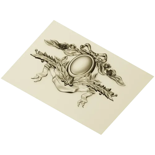 Laurel Ribbon Cartouche - STL 3D model for CNC