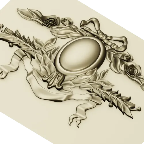 Laurel Ribbon Cartouche - STL 3D model for CNC