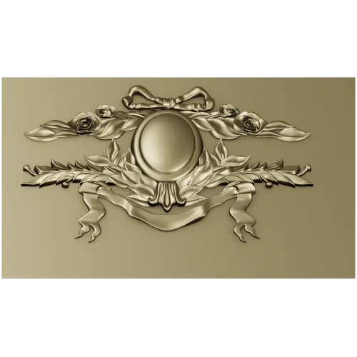 Laurel Ribbon Cartouche - STL 3D model for CNC