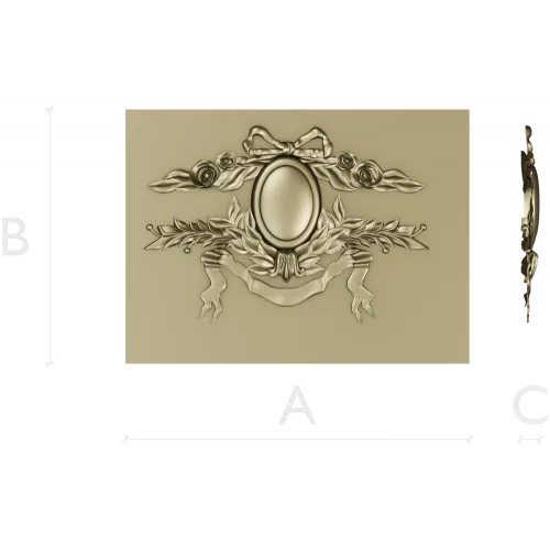 Laurel Ribbon Cartouche - STL 3D model for CNC