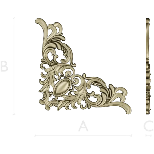 Rococo Acanthus Corner STL 3D Model for CNC
