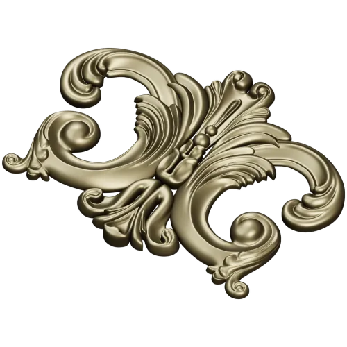 Rococo Acanthus Cartouche STL for CNC Milling