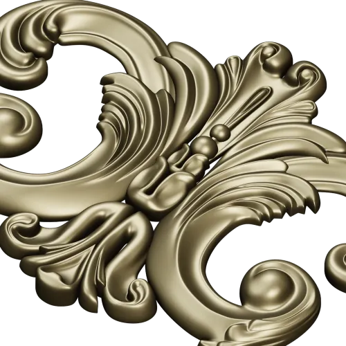 Rococo Acanthus Cartouche STL for CNC Milling
