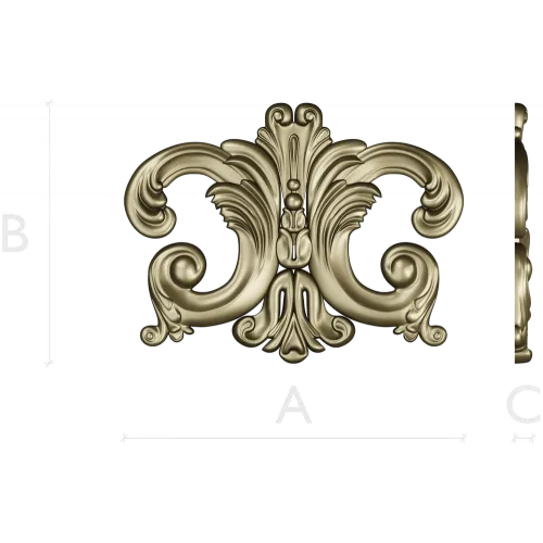 Rococo Acanthus Cartouche STL for CNC Milling