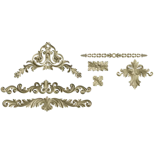 Baroque Applique STL Set for CNC - High-Relief Decorative Cartouches