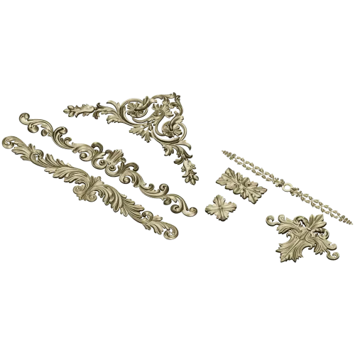 Baroque Applique STL Set for CNC - High-Relief Decorative Cartouches