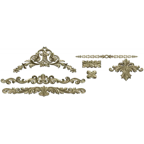 Baroque Applique STL Set for CNC - High-Relief Decorative Cartouches