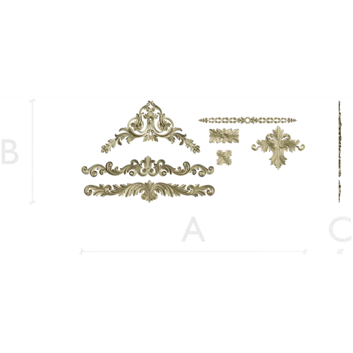 Baroque Applique STL Set for CNC - High-Relief Decorative Cartouches