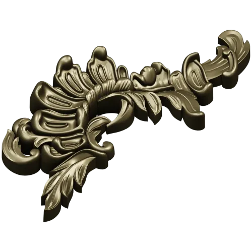 Acanthus Sunburst Corner - decorative STL for CNC milling