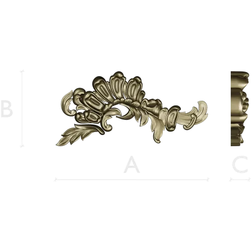Acanthus Sunburst Corner - decorative STL for CNC milling
