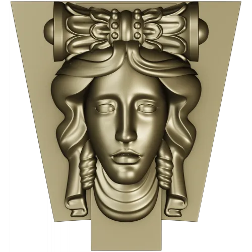 Classical Female Mascaron STL 3D Model for CNC