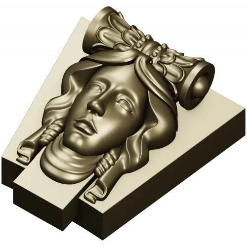 Classical Female Mascaron STL 3D Model for CNC
