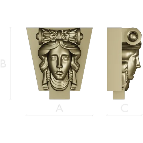 Classical Female Mascaron STL 3D Model for CNC