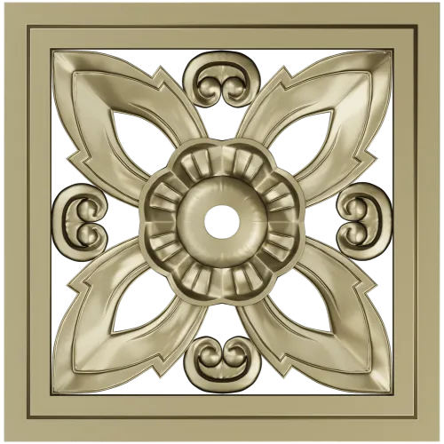 Square Floral Rosette - STL 3D Model for CNC Carving