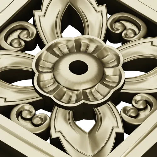 Square Floral Rosette - STL 3D Model for CNC Carving