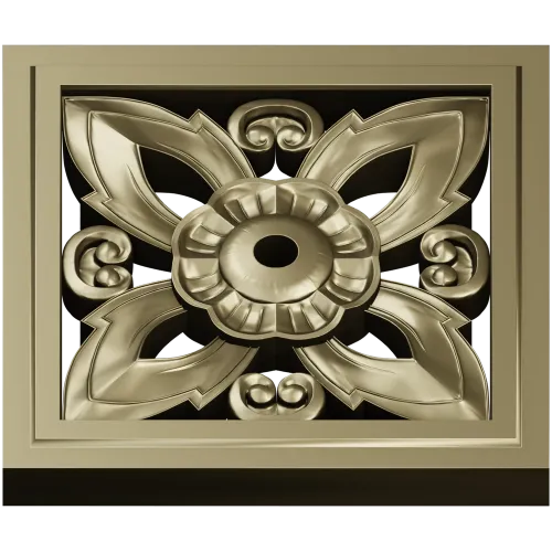 Square Floral Rosette - STL 3D Model for CNC Carving