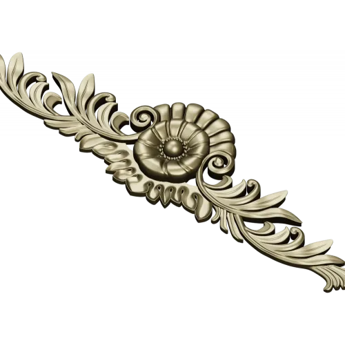 Ornate rosette horizontal ornament stl model for CNC