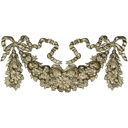 Ribboned Floral Swag - high-relief STL for CNC