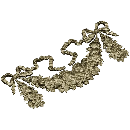 Ribboned Floral Swag - high-relief STL for CNC