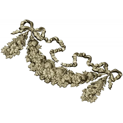 Ribboned Floral Swag - high-relief STL for CNC