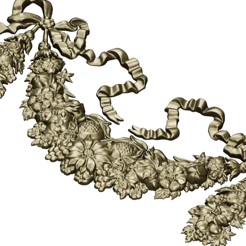 Ribboned Floral Swag - high-relief STL for CNC