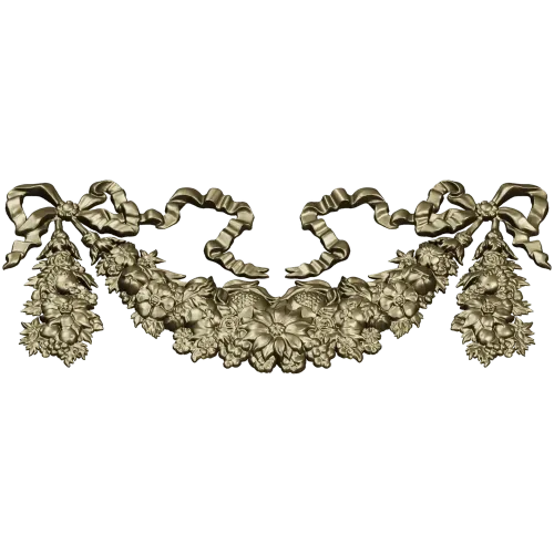 Ribboned Floral Swag - high-relief STL for CNC
