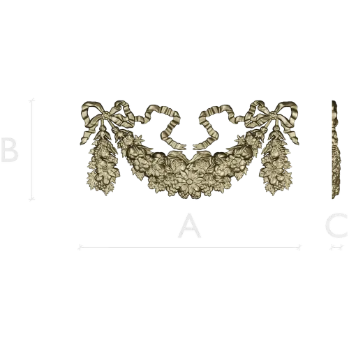Ribboned Floral Swag - high-relief STL for CNC