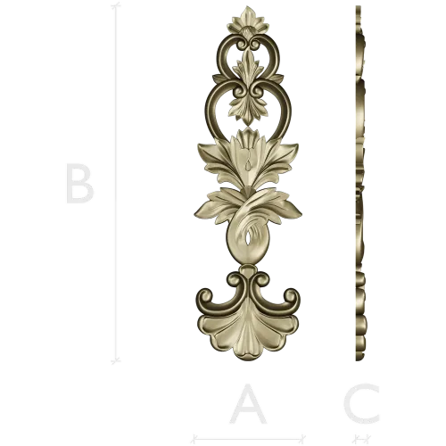 Acanthus Royale - high-relief STL 3D model for CNC ornamental applique