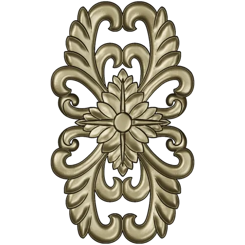 Elegant Floral Cartouche STL for CNC Milling