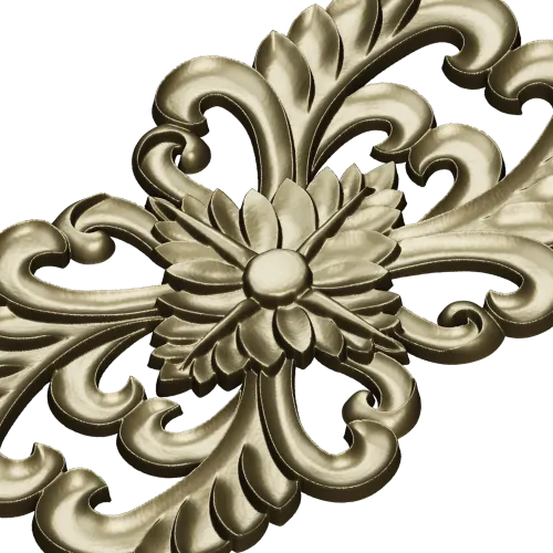 Elegant Floral Cartouche STL for CNC Milling