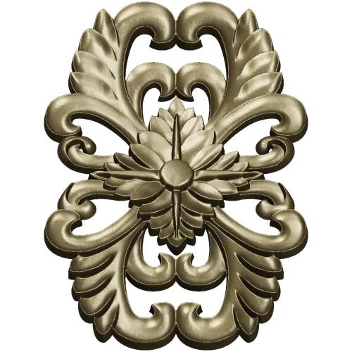 Elegant Floral Cartouche STL for CNC Milling