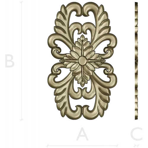 Elegant Floral Cartouche STL for CNC Milling